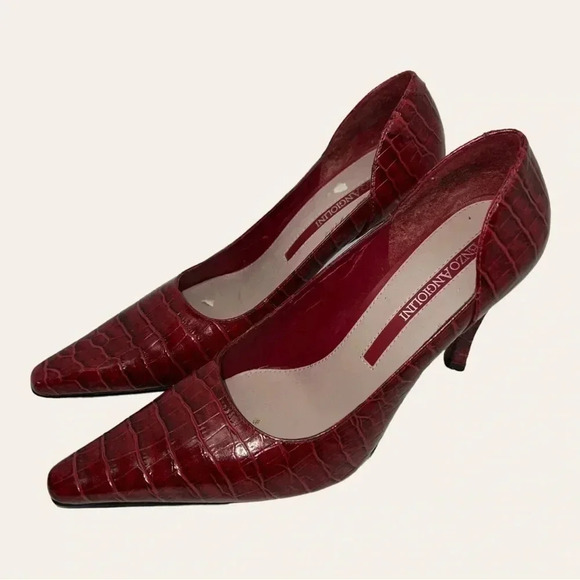 Women’s ENZO ANGIOLINI HEELS CONE HEELS ALLIGATOR SKIN RED IN COLOR SIZE 6.5M - Picture 5 of 16